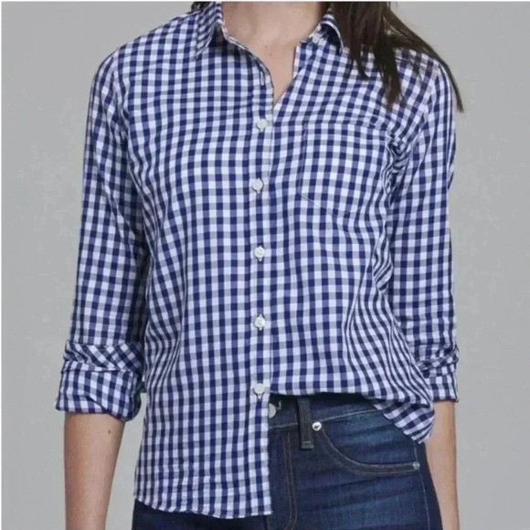 New UNTUCKit Belleza Womens Button
Up Long Sleeve Blue Gingham Shirt - Picture 1 of 8